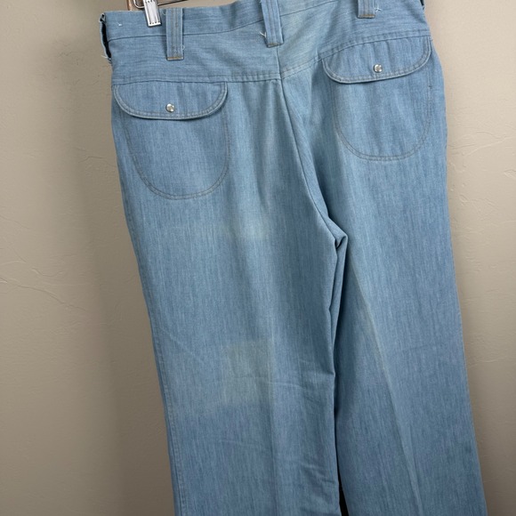 Vintage‎ 70s Tobias Blue Flared Hippie Zip Fly Denim Jeans 34x27.5, USA - Picture 5 of 7